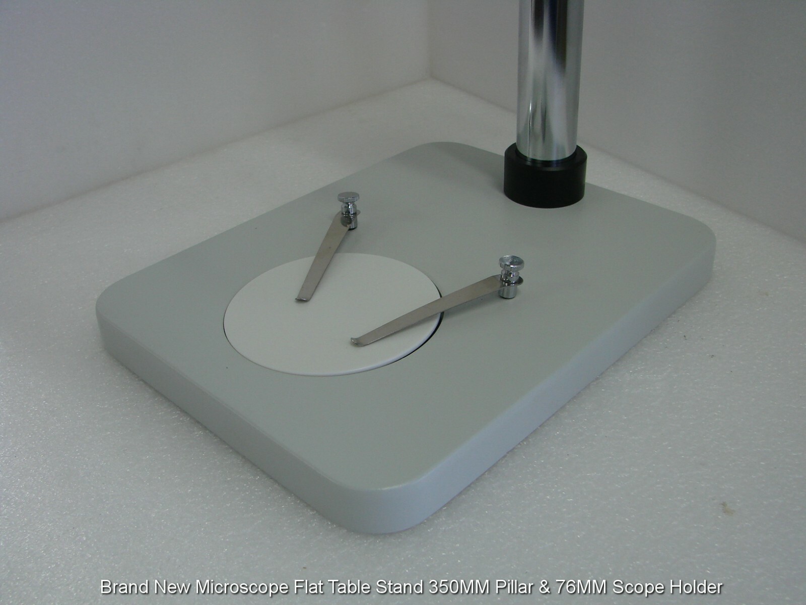 Brand New Microscope Flat Table Stand 350MM Pillar & 76MM Scope Holder