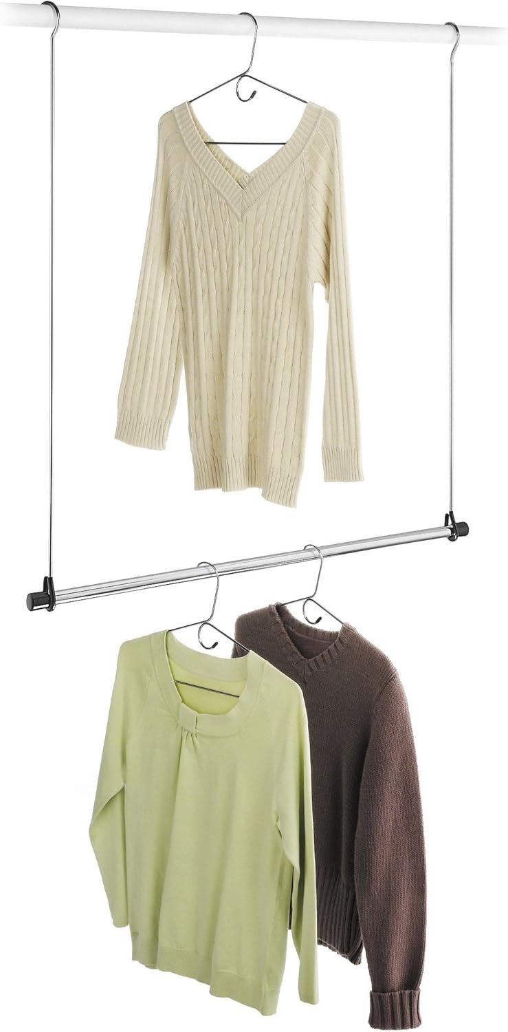 Durable Chrome Double Closet Rod - Maximize Space & Keep Clothes Wrinkle-Free