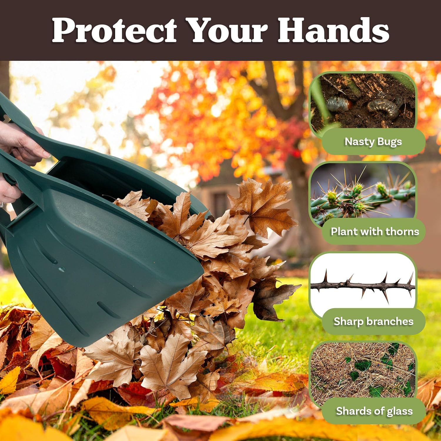 Leaf Scoops Hand Rakes - Lightweight, Durable Grabber Tool for Scooping up Leave