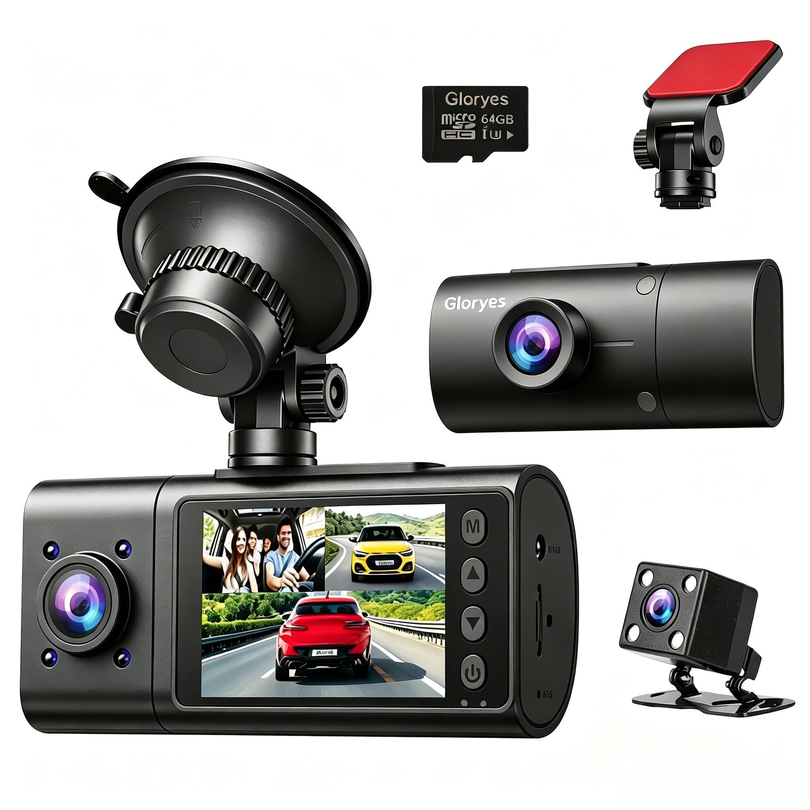 3 Channel Dash Cam Front and Rear Inside,Dash Cam pro 2025,Interior Car Camer...