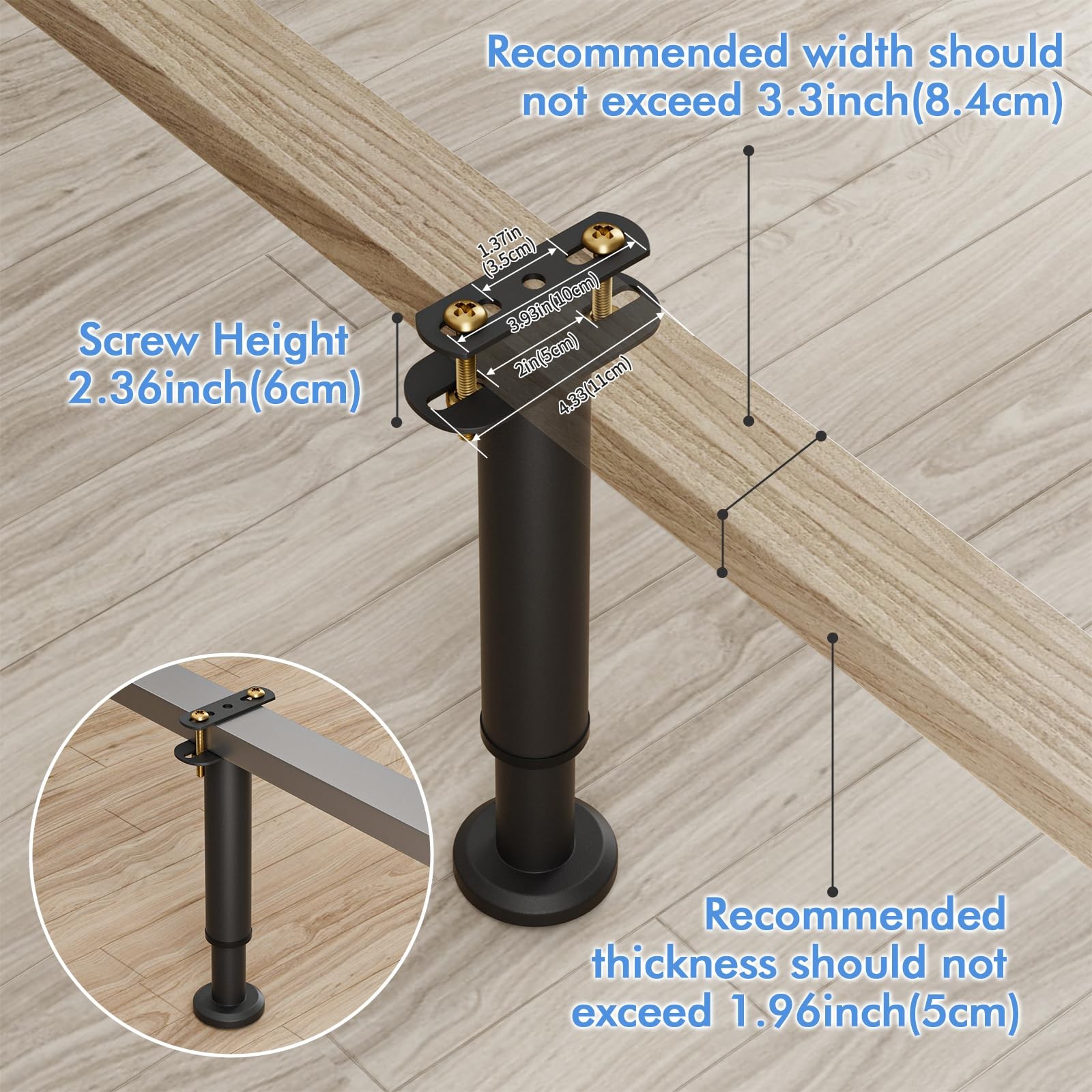 4 Pcs Adjustable Height Bed Support Legs 10-17 inch, Extra Durable Steel Bed ...