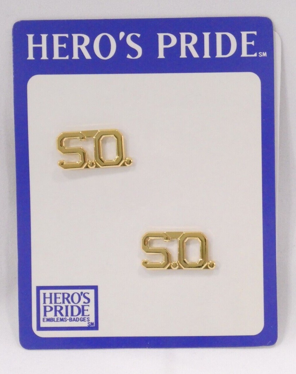 HERO'S PRIDE 4321 "S.O." OFFICER COLLAR INSIGNIA RANK BRASS COLOR GOLD 1/2" TALL