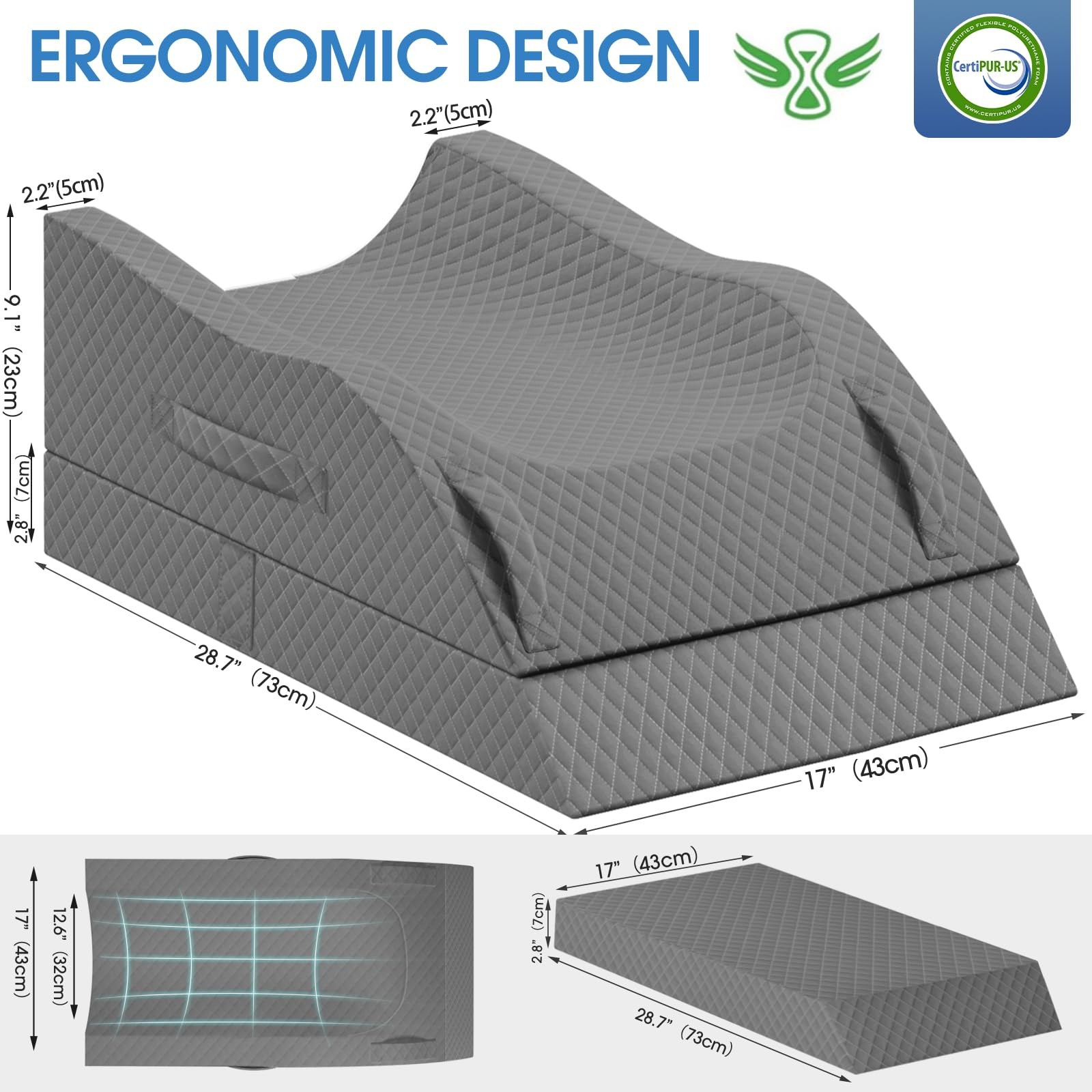 Elevation Pillows for Leg After Surgery, Memory Foam Adjustable Wedge Pillow ...
