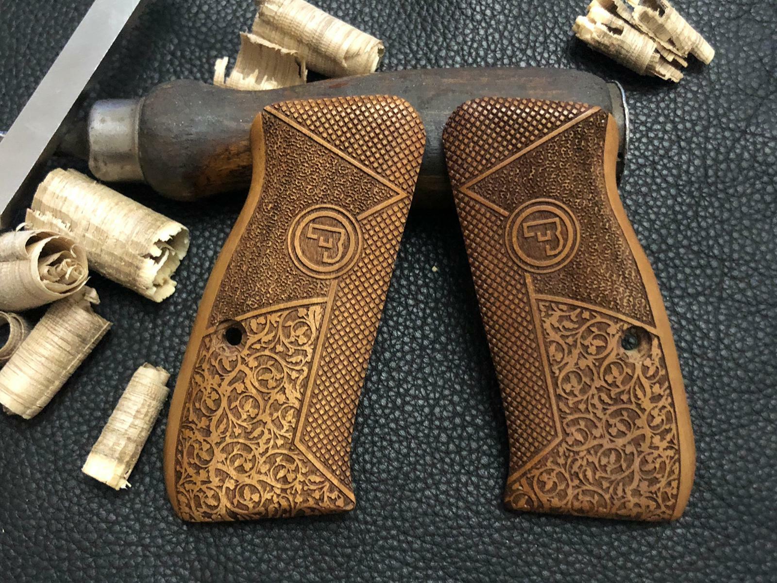 CZ 75 Compact, CZ P-01, CZ 75 D Compact Turkish Walnut Wood Grips. Handmade. A+
