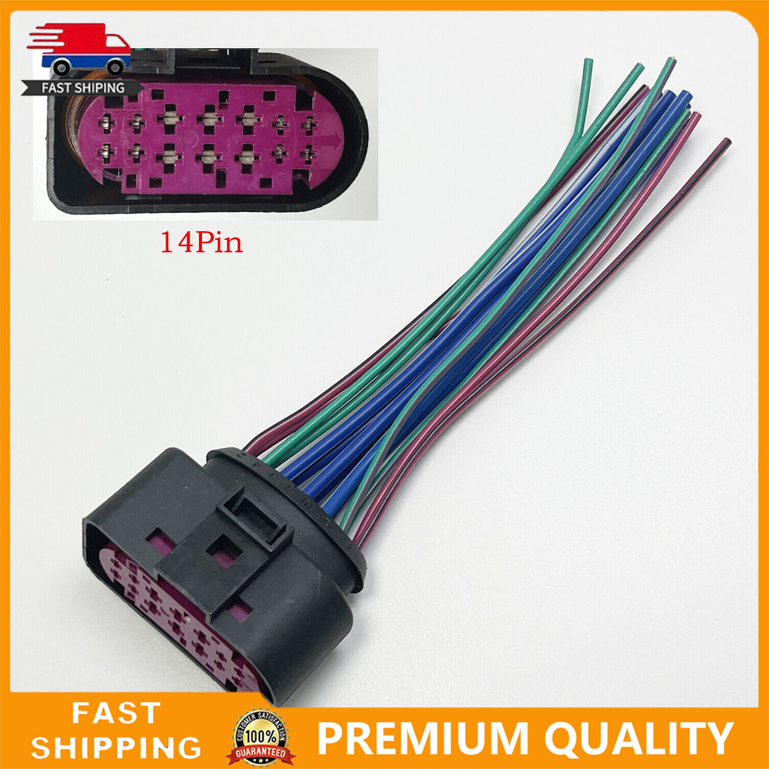 Hi-Q NEW 14 Pin Plug Pigtail Xenon Headlight Connector For AUDI Q5 A4 1J0973737