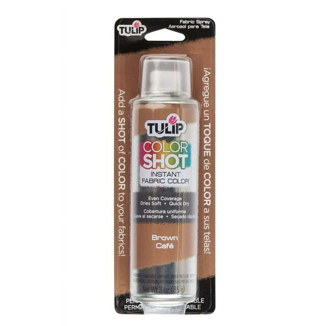 TULIP Color Shot Instant Spray Fabric Color 3Oz Brown, 3" x 3" (34965)