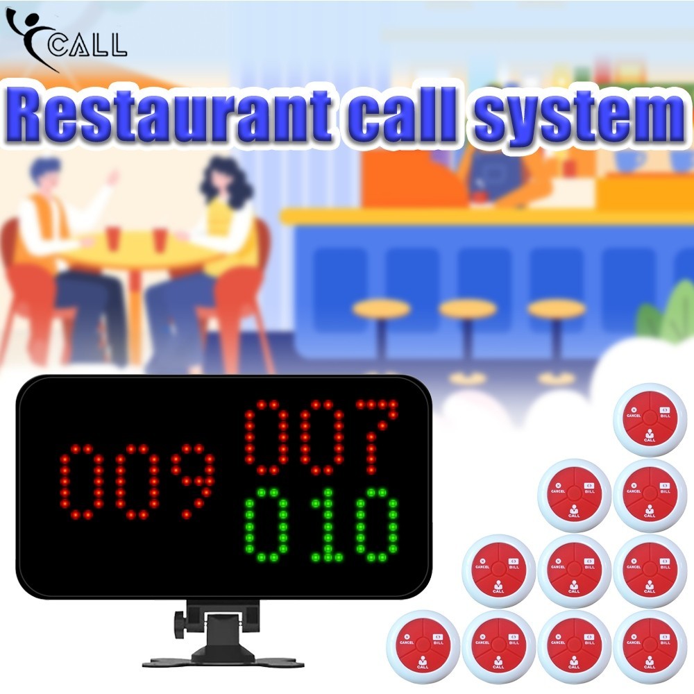 Wireless Waiter Call System - 1 Number Display Screen+10 Waterproof Call Buttons