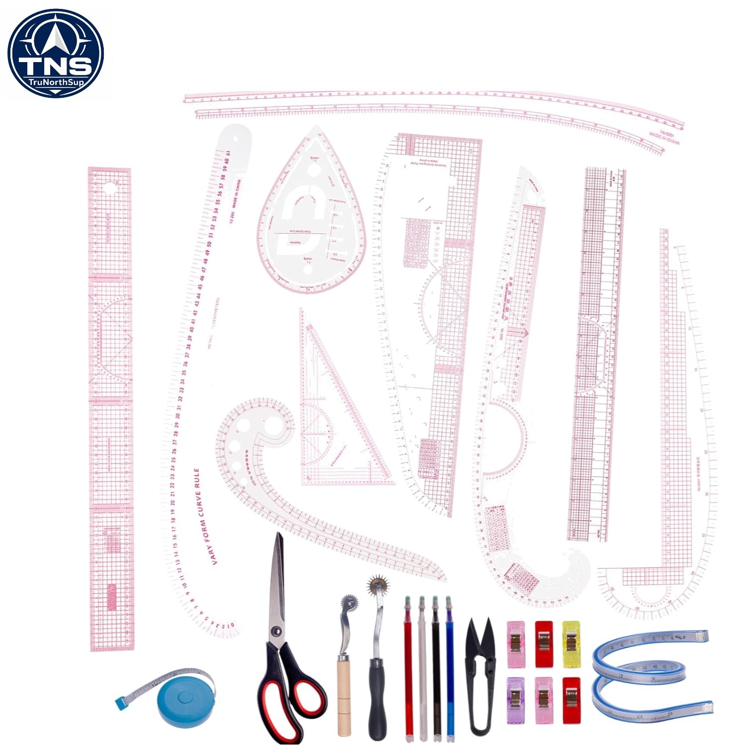 Professional Sewing Ruler Set - 15 Pieces in Pink, Ideal for Precision Crafting