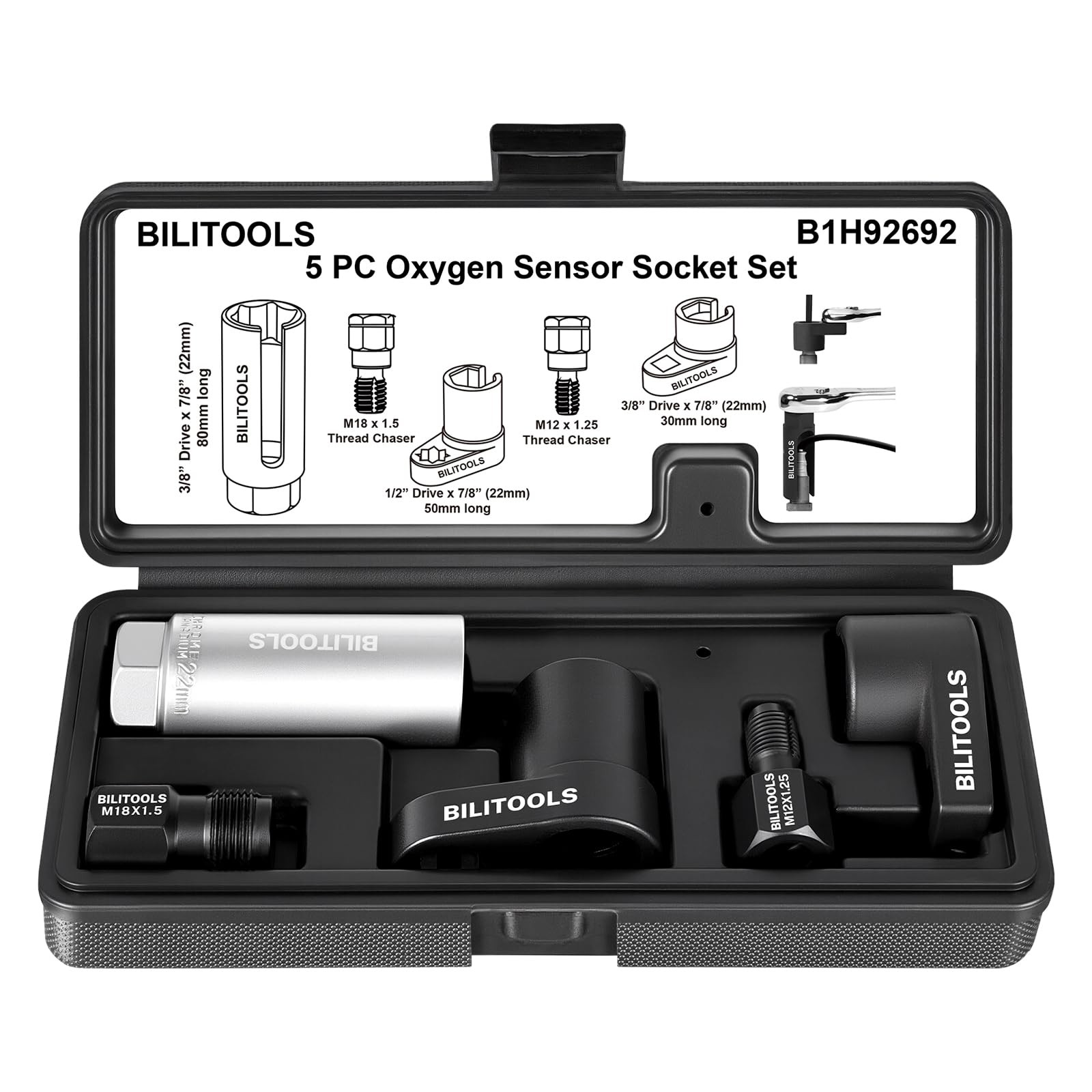 Extractor Sensor Oxigeno O2 Sonda Lambda Socket Set 22mm Thread Chaser Tool 5PCS