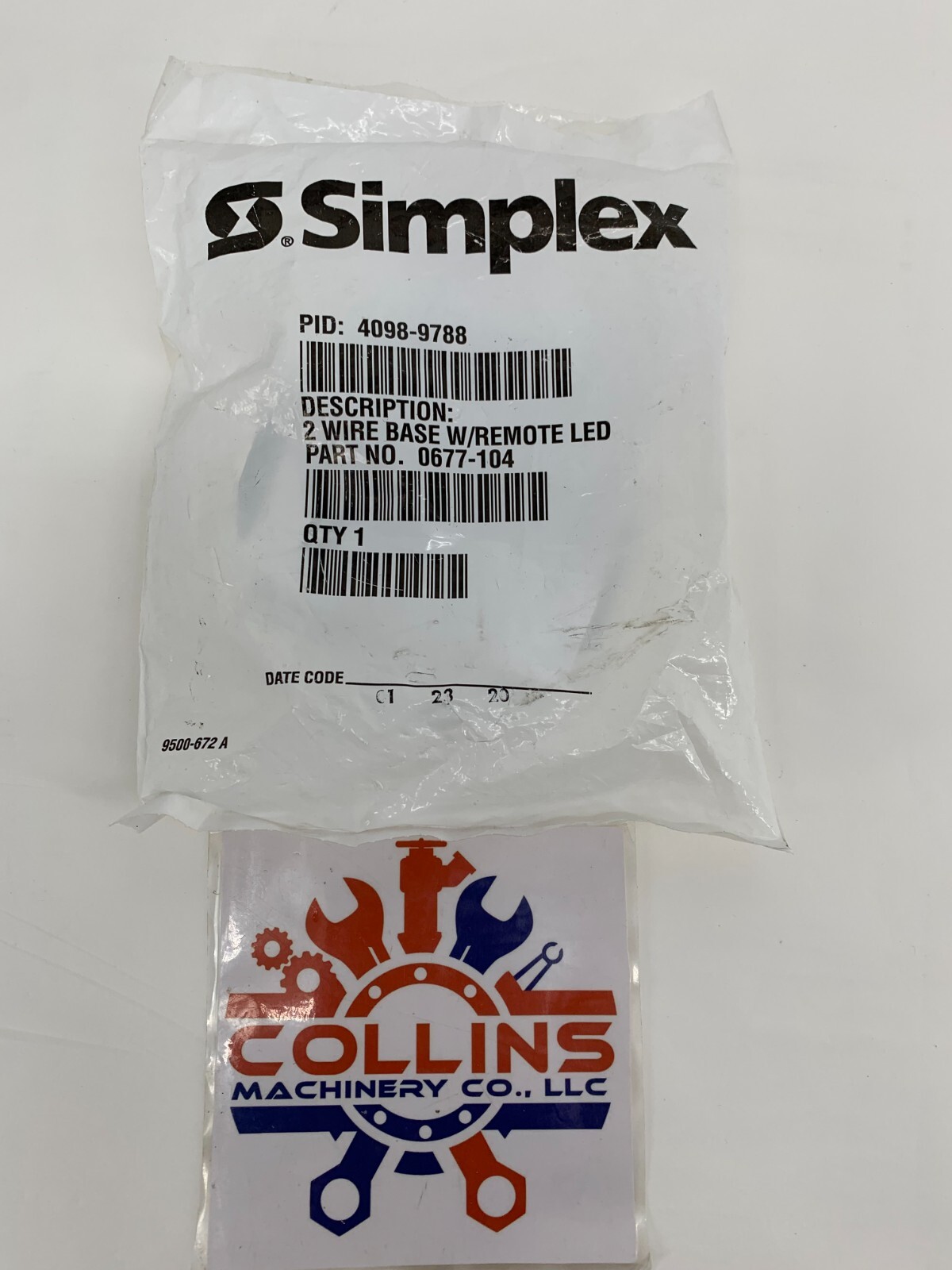 Simplex PID 4098-9788 Part No: 0677-104 2-Wire Base w/Remote LED