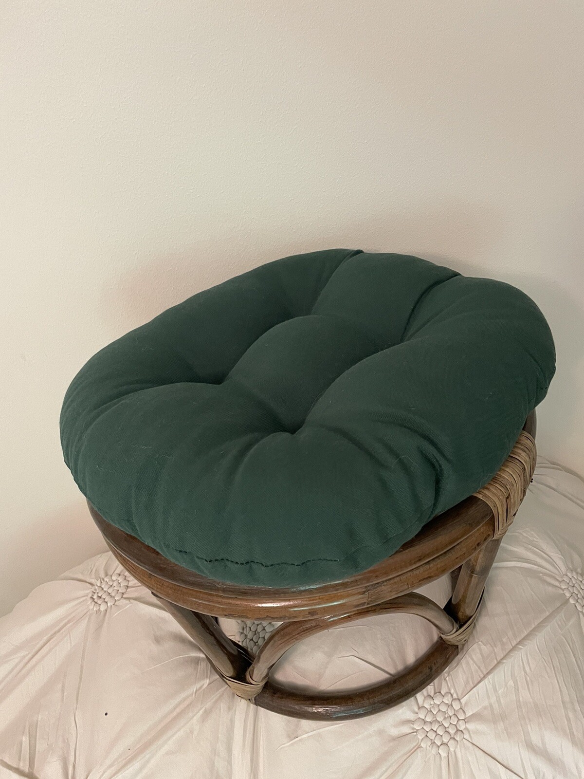 International Caravan Furniture Piece Rattan Footstool with Twill Cushion