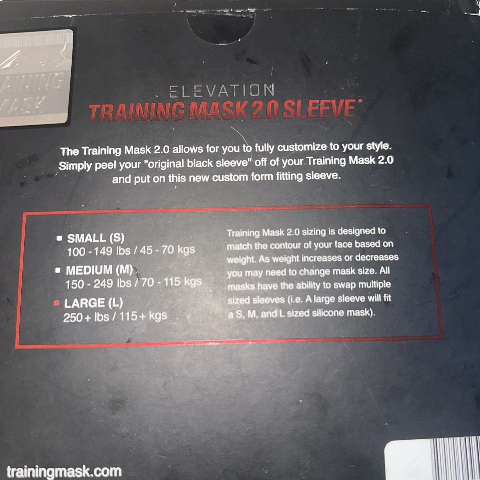 Authentic Elevation Training Mask Sleeve 2.0 Large High Altitude