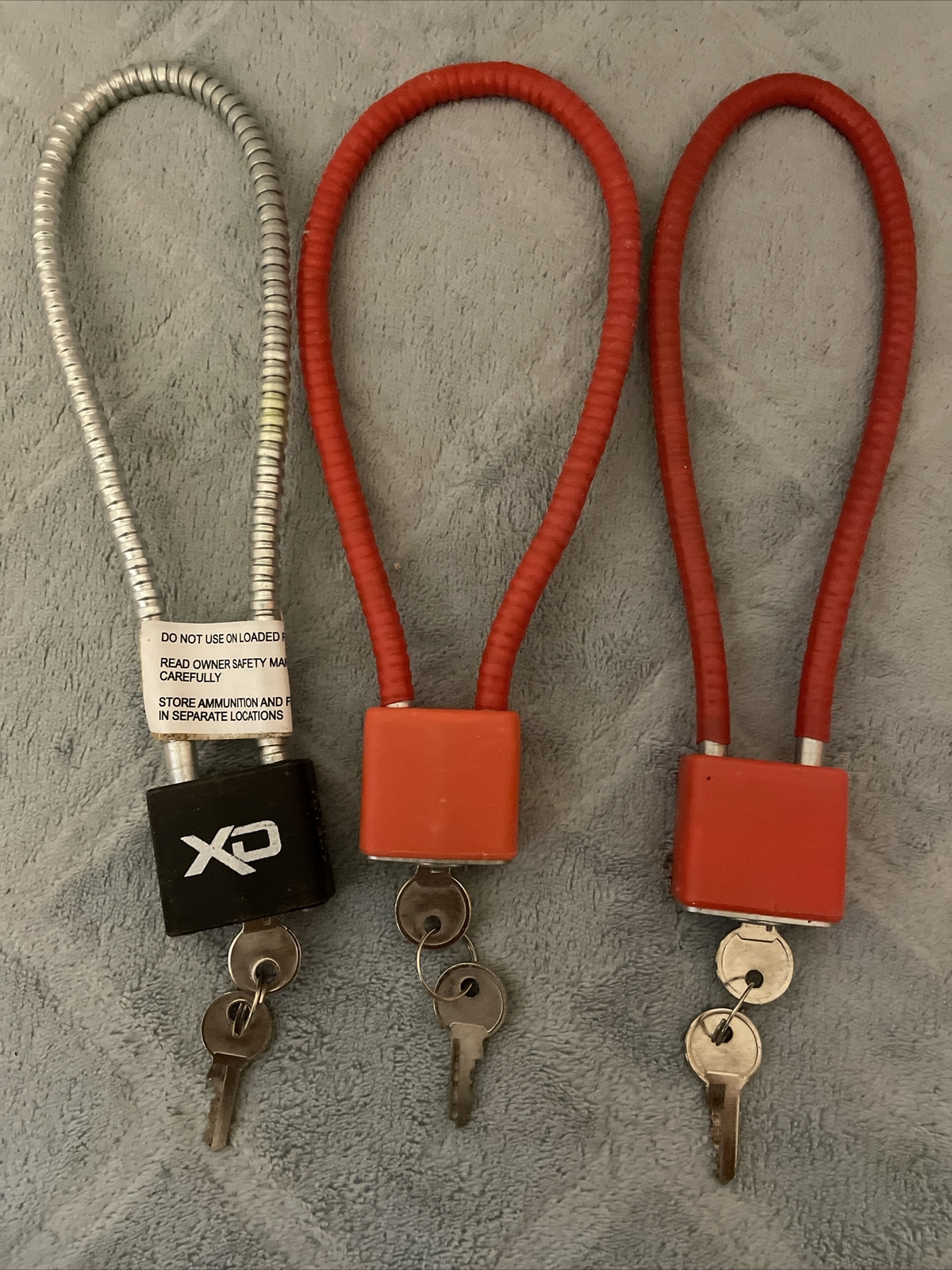 Lot of 3- Cable Firearm 30MM Gun Locks w/Keys