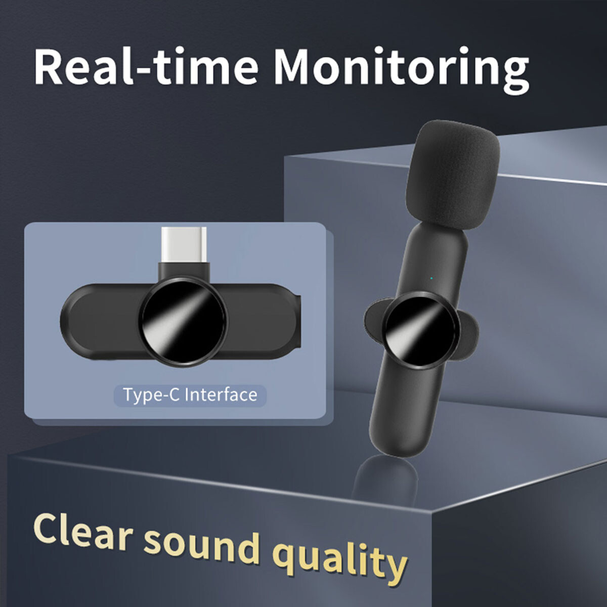 Mini Wireless Lavalier Microphone Audio Video Recording 2 Mic For IOS/Android