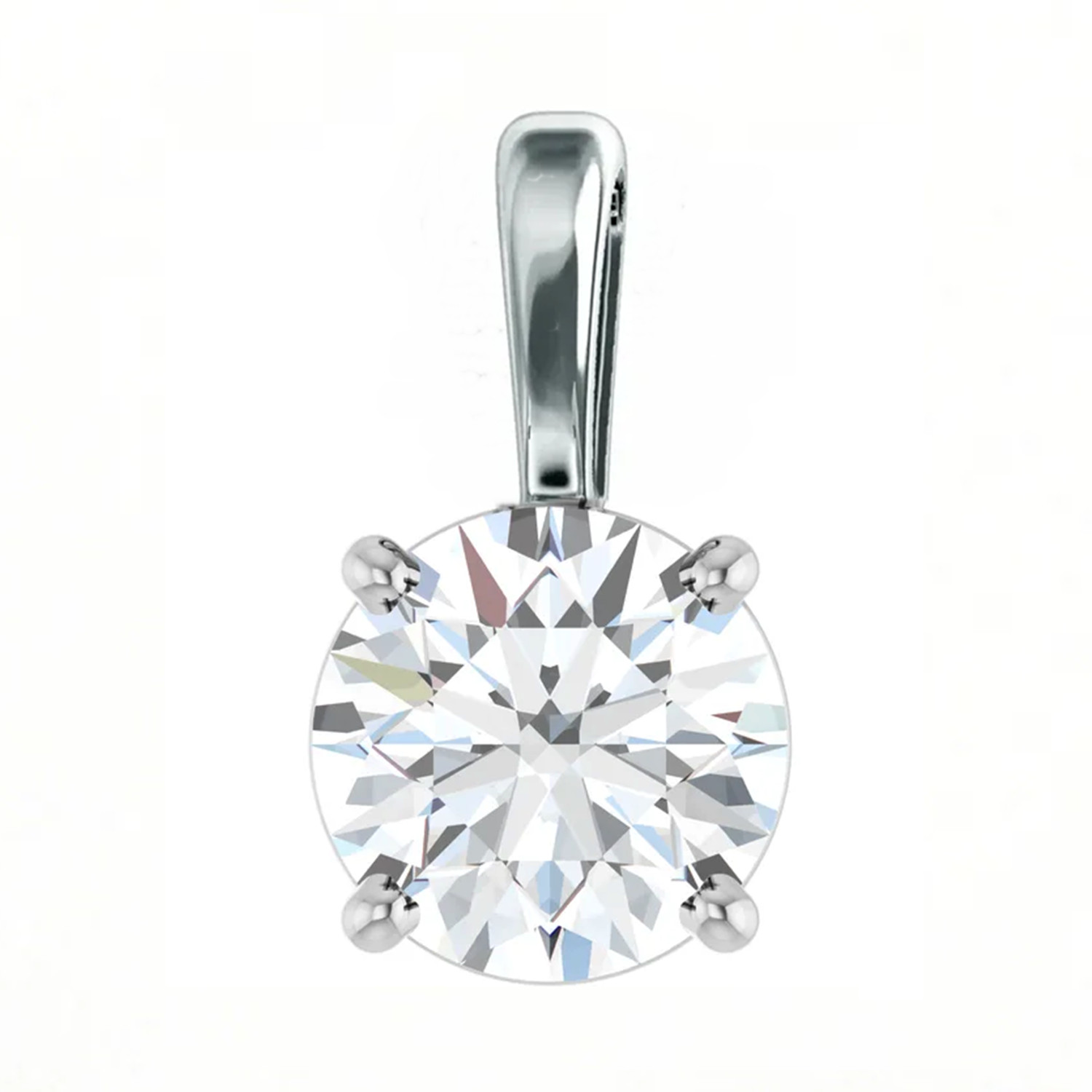 Pendant Setting Round Cut Solid Sterling Silver Pre-Notched 4 Prong Single Bail