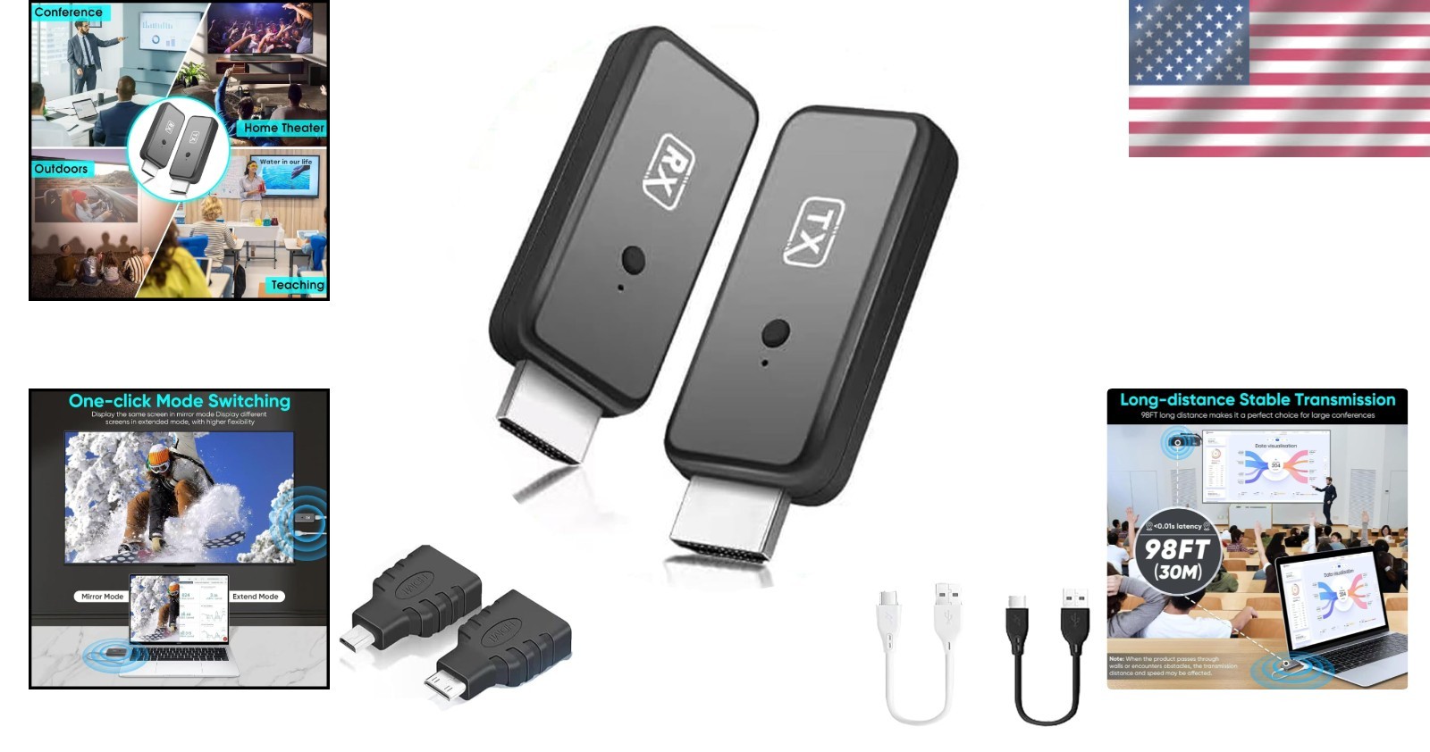 T81 Wireless HDMI Transmitter & Receiver - 100ft Plug & Play Streaming Kit