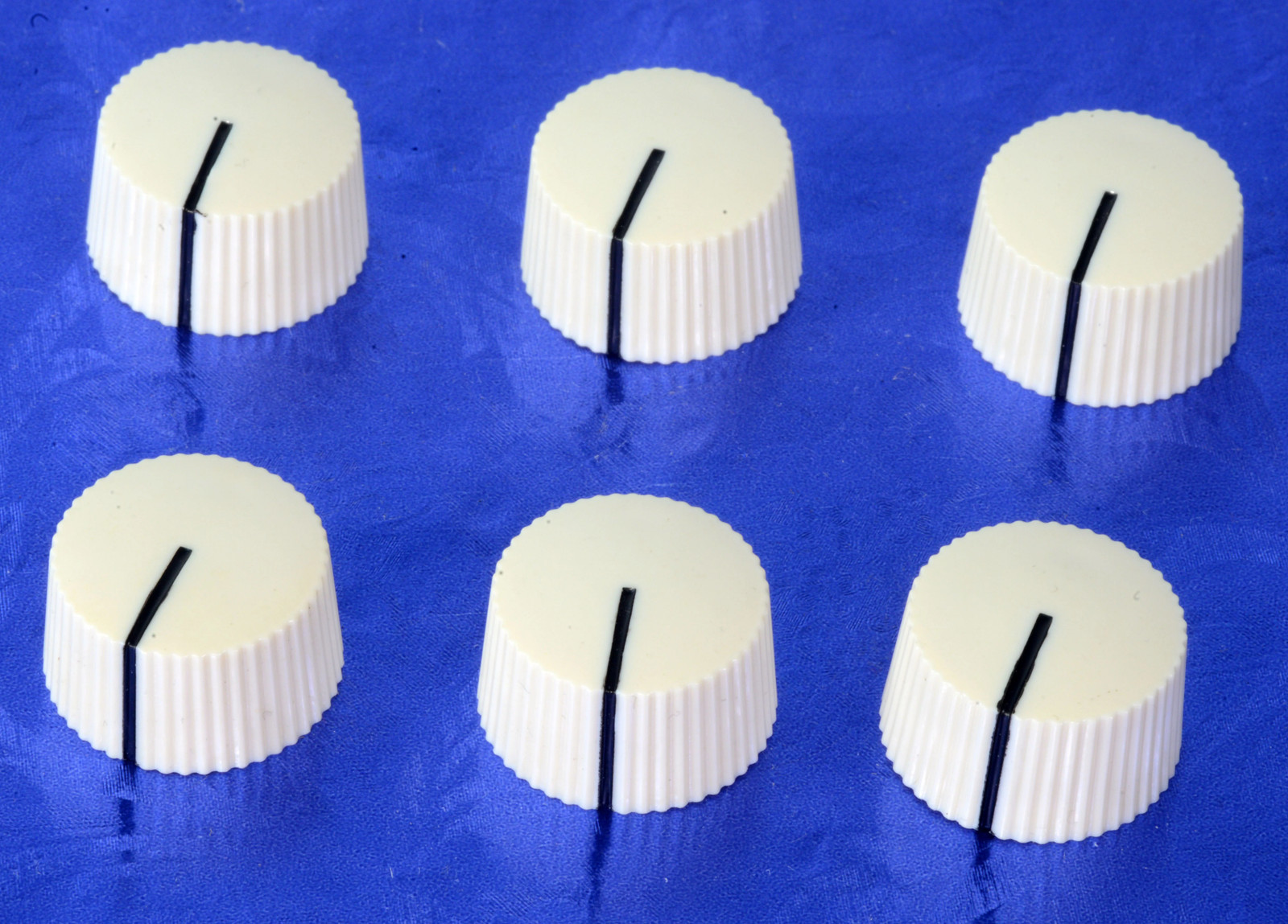 Six Cream Barrel Set Screw Knobs '60s Fender Style For Guitar Amp Projects #CBK1