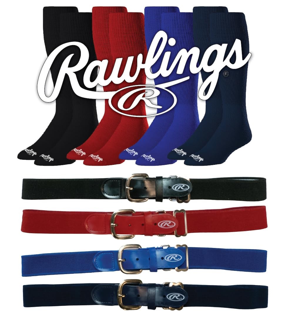 Rawlings Baseball/Softball Belt & Socks Combo, Royal Blue, Large