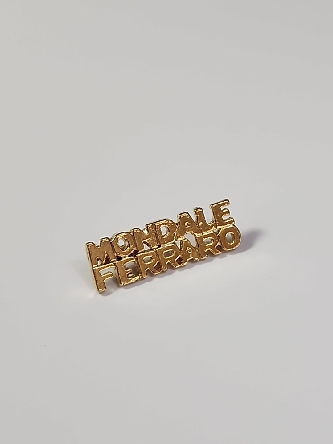 Mondale Ferraro Campaign Lapel Pin Gold Color Letters Democrats 1984