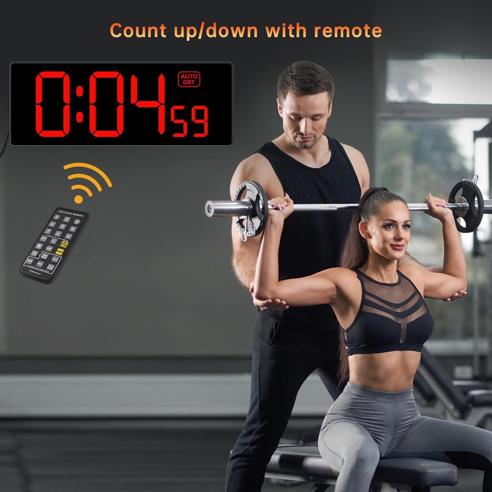 Soobest Digital Wall Clock with Seconds for Gym, Remote Large, 10.2“ Red