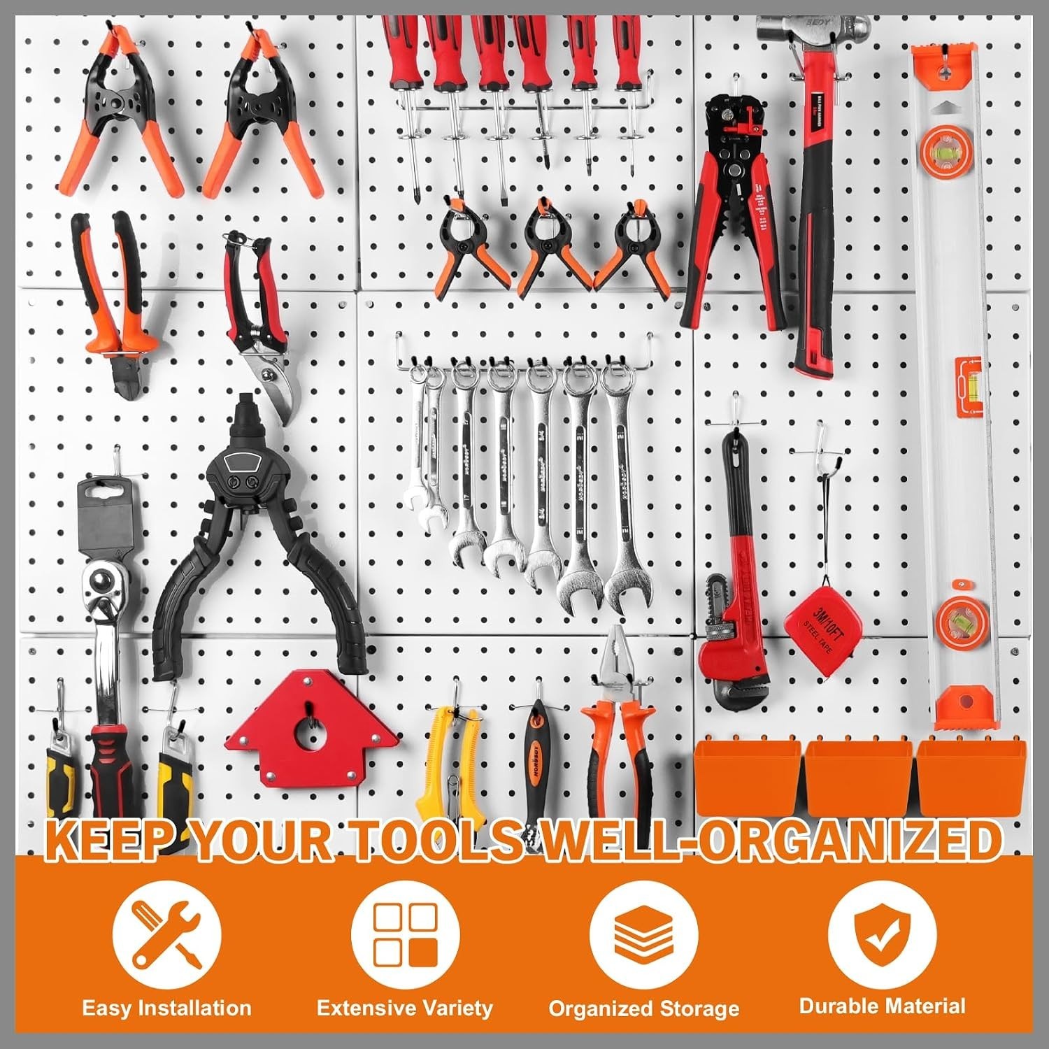 309 PCS Pegboard Hooks Assortment Kit – 17 Types Heavy Duty Peg Board Hooks &...