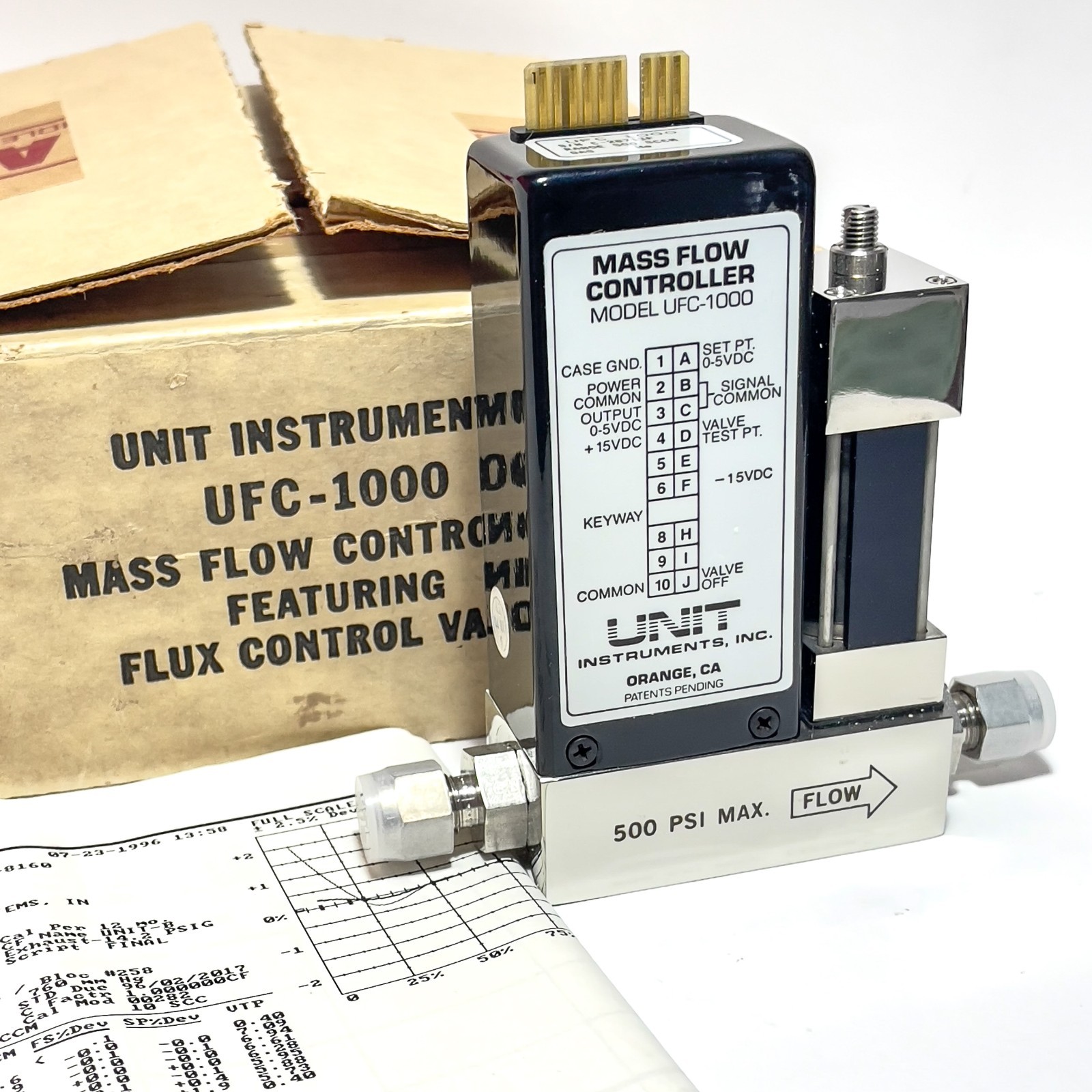Unit Instruments UFC-1000 Mass Flow Controller 500 SCCM He 500 PSI MFC Open Box