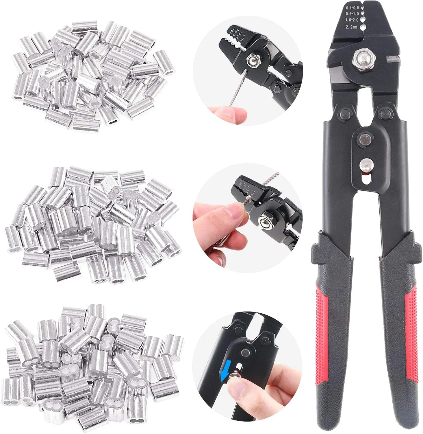 Glarks Up To 2.2mm Wire Rope Crimping Tool Wire Rope Swager Crimper Fishing Crim
