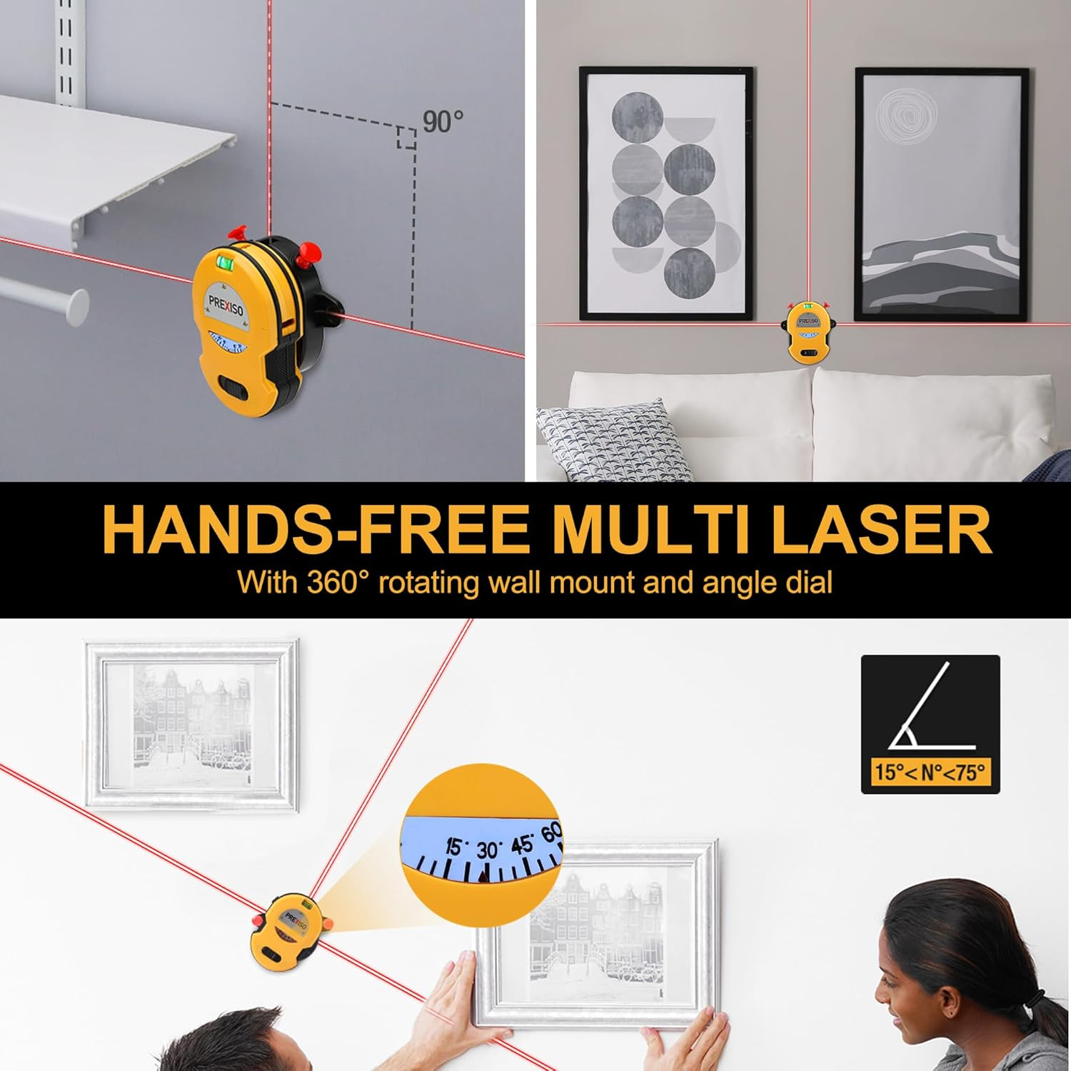 30Ft Multi-Surface Laser Level with LED Light, Mount Base & Accessories