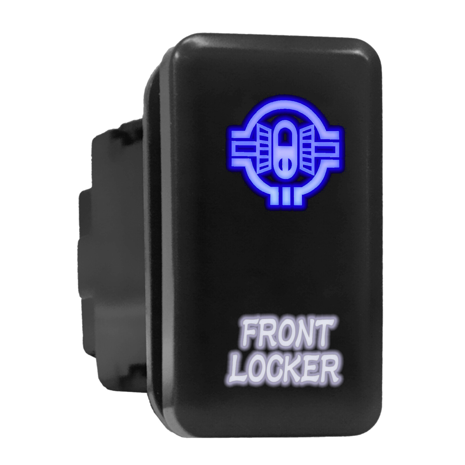 FRONT LOCKER Blue/White LED Backlit Tall Push Button 1.54"x 0.83" (Fit: Toyota)