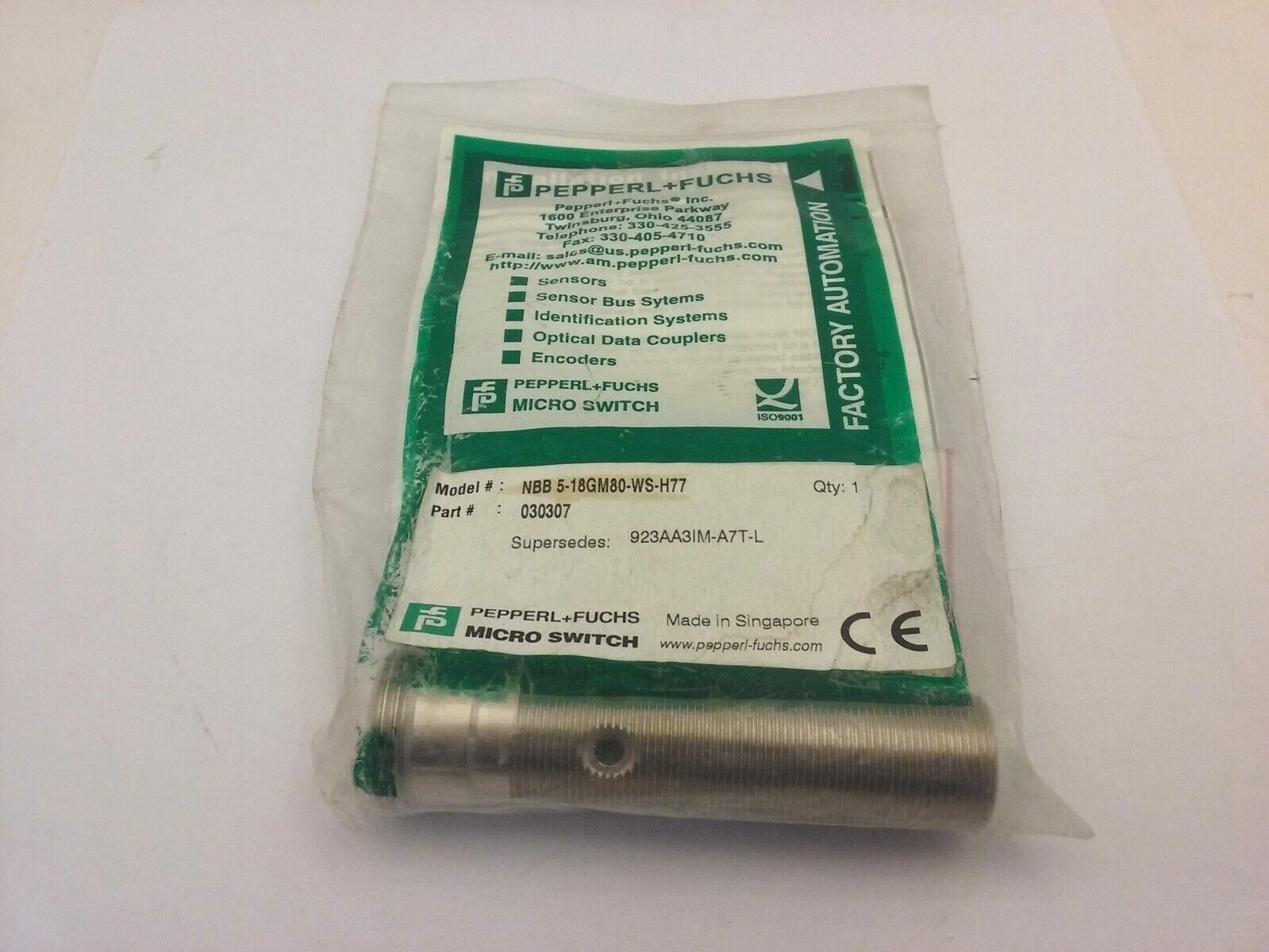 PEPPERL+FUCHS NBB 5-18GM80-WS-H77 PROXIMITY SWITCH INDUCTIVE AC 250V 3 PIN NIB