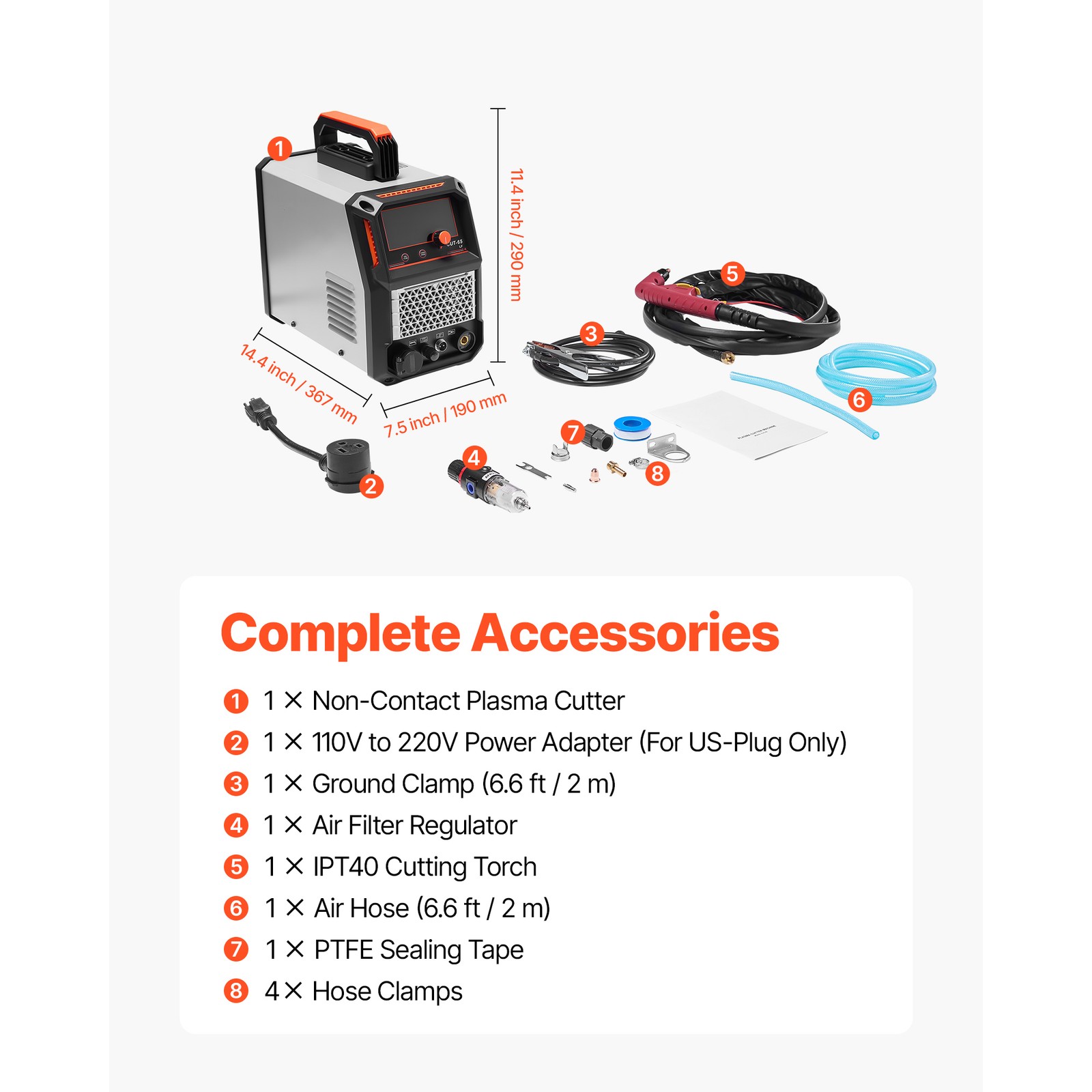 Uimoso 65A Plasma Cutter with Non-Touch Pilot Arc and Low-Frequency Operation