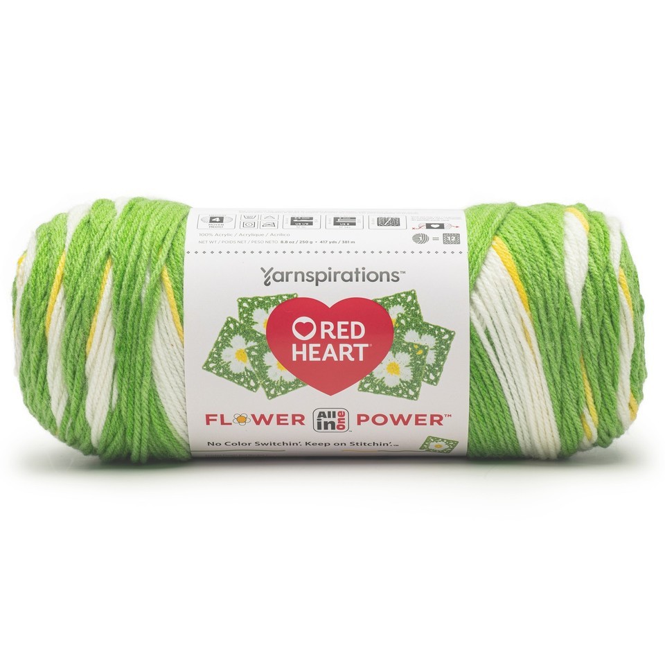 RED HEART YARN - 3 SKIENS - FLOWER POWER  - YARNSPIRATIONS - FLOWER FIELD - # 8