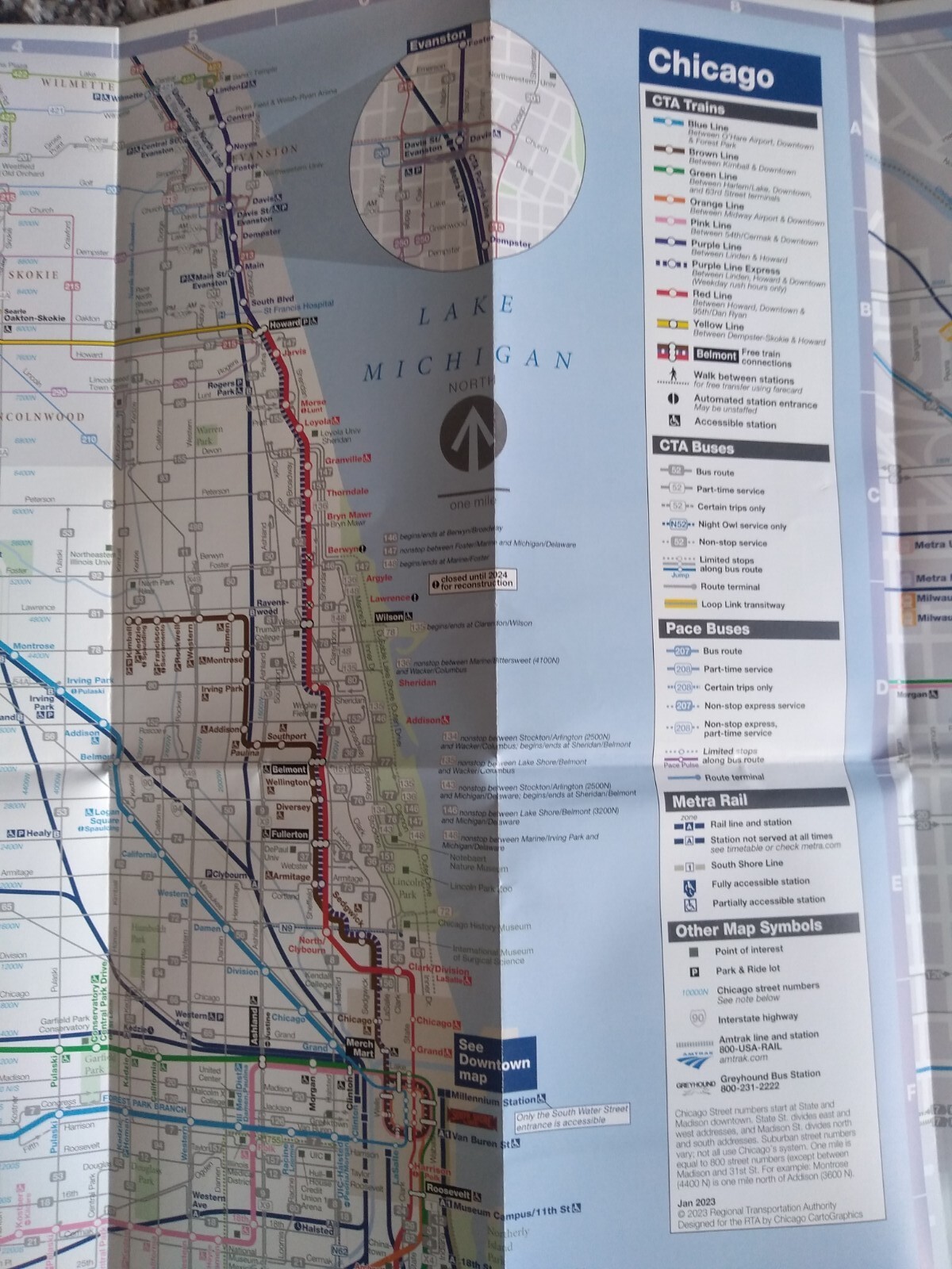 NEW 2016 ChicagoTransitAuthority CTA subwayMetra Train Pace Bus System Map Guide