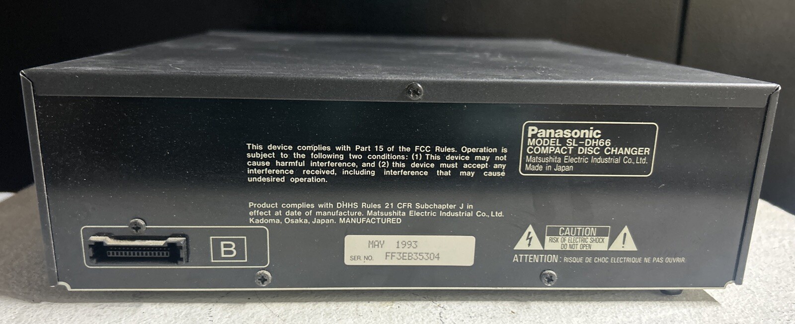 Panasonic SL-DH66 MASH 3 Disc System CD Changer - Good Condition UNTESTED