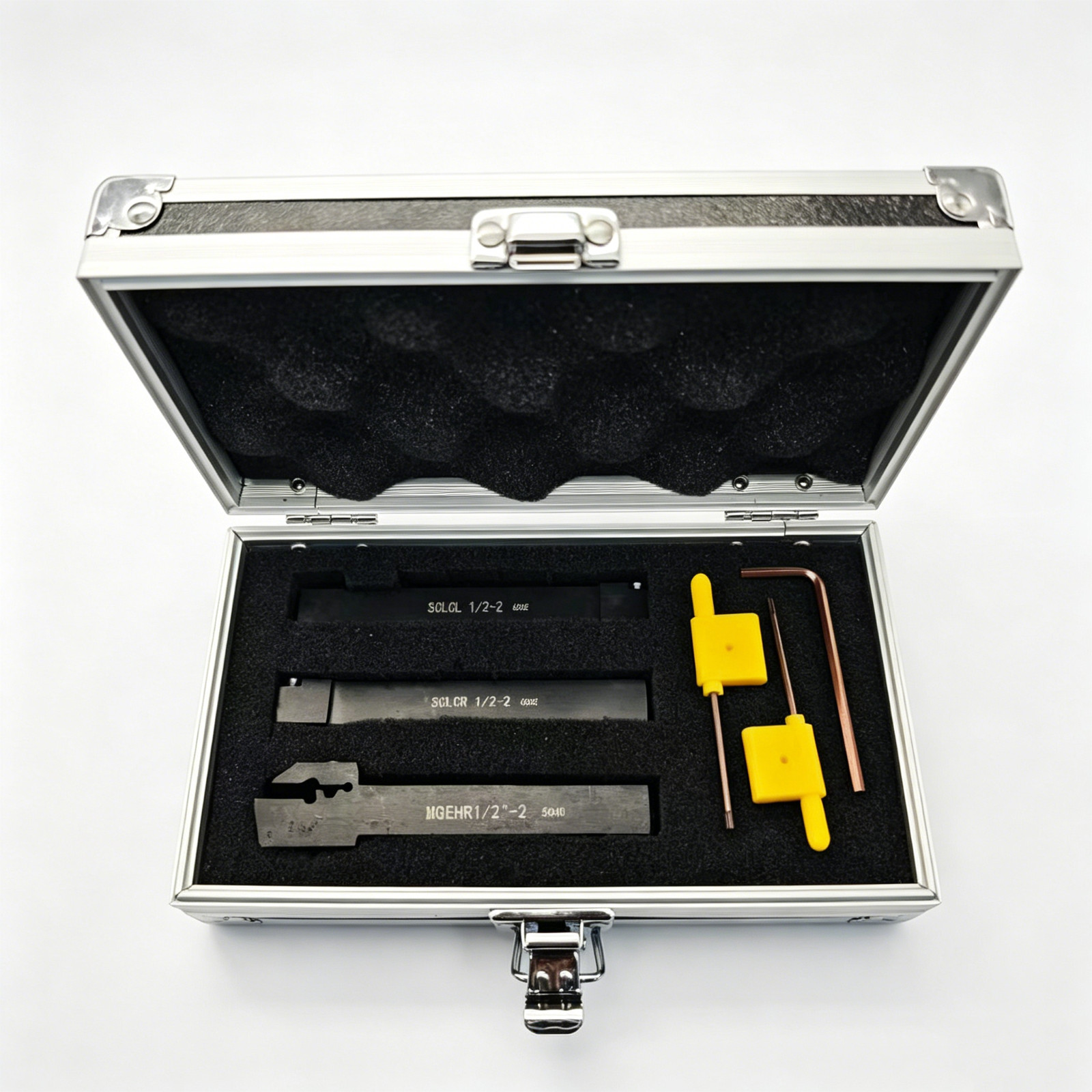 3pc Indexable Turning Tool Set 1/2" Thread Holder, Aluminum Box, Mix & Match