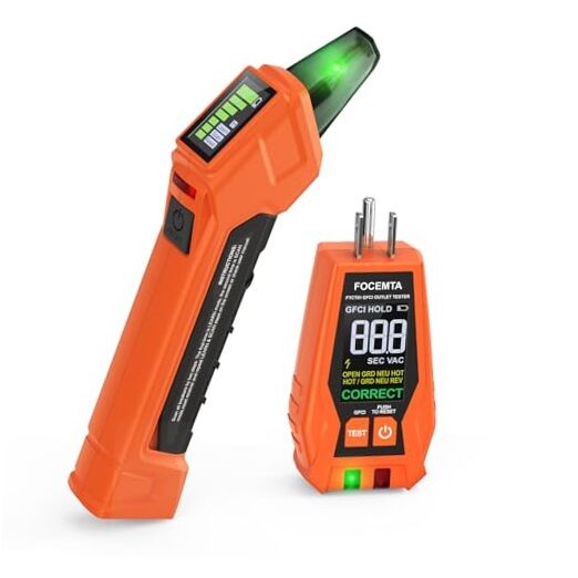 Orange Circuit Breaker & GFCI Outlet Tester with Digital LCD Display - 90