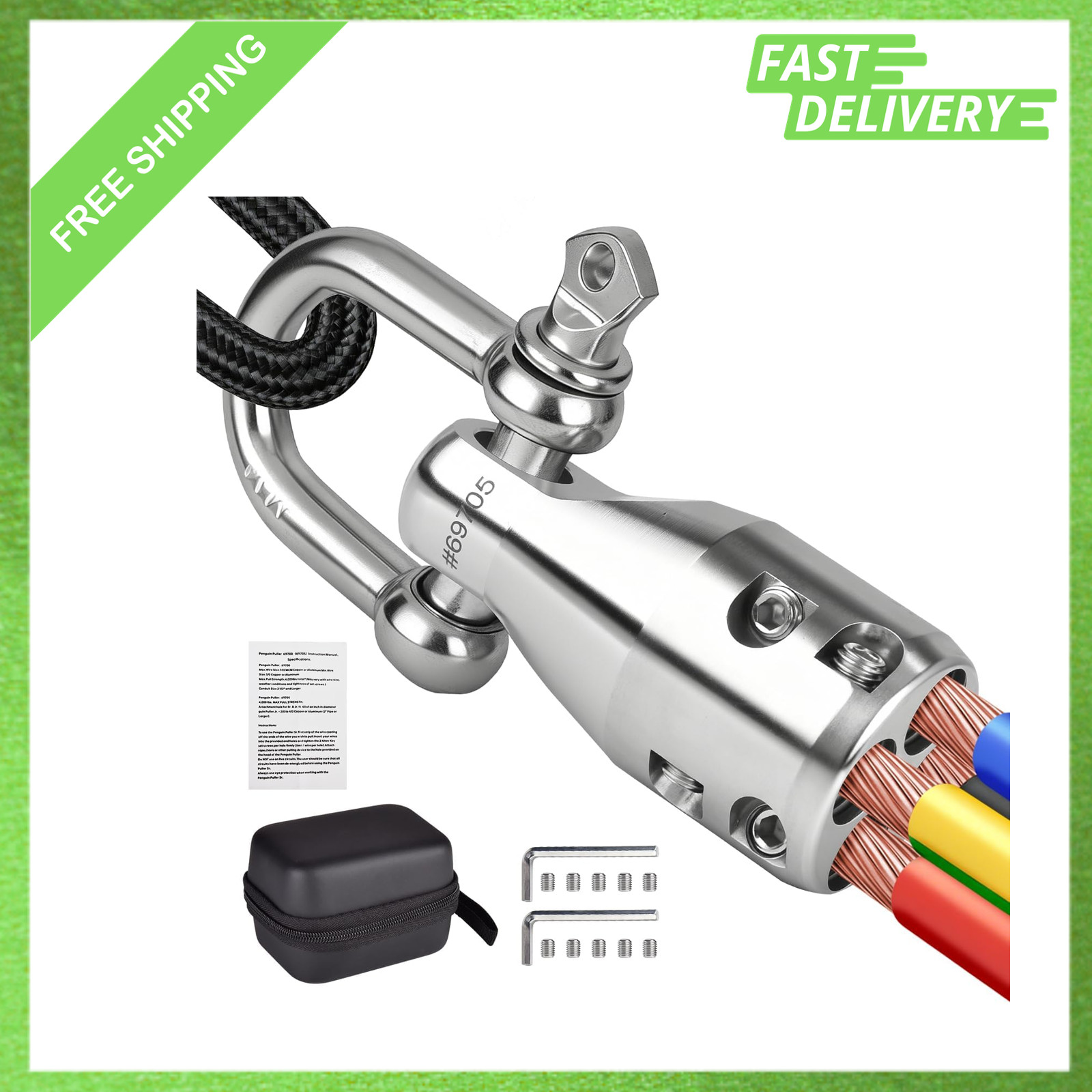 Wire Pulling Head, Copper Aluminum, 69705 Penguin Puller Jr, 2/0 to 4/0 Size