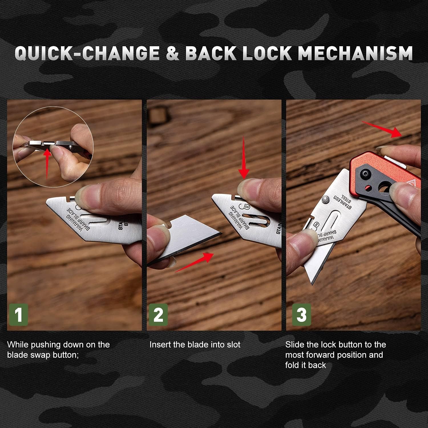 Multicolor Folding Utility Knife with Box Cutter, Saw and Screwdriver Features