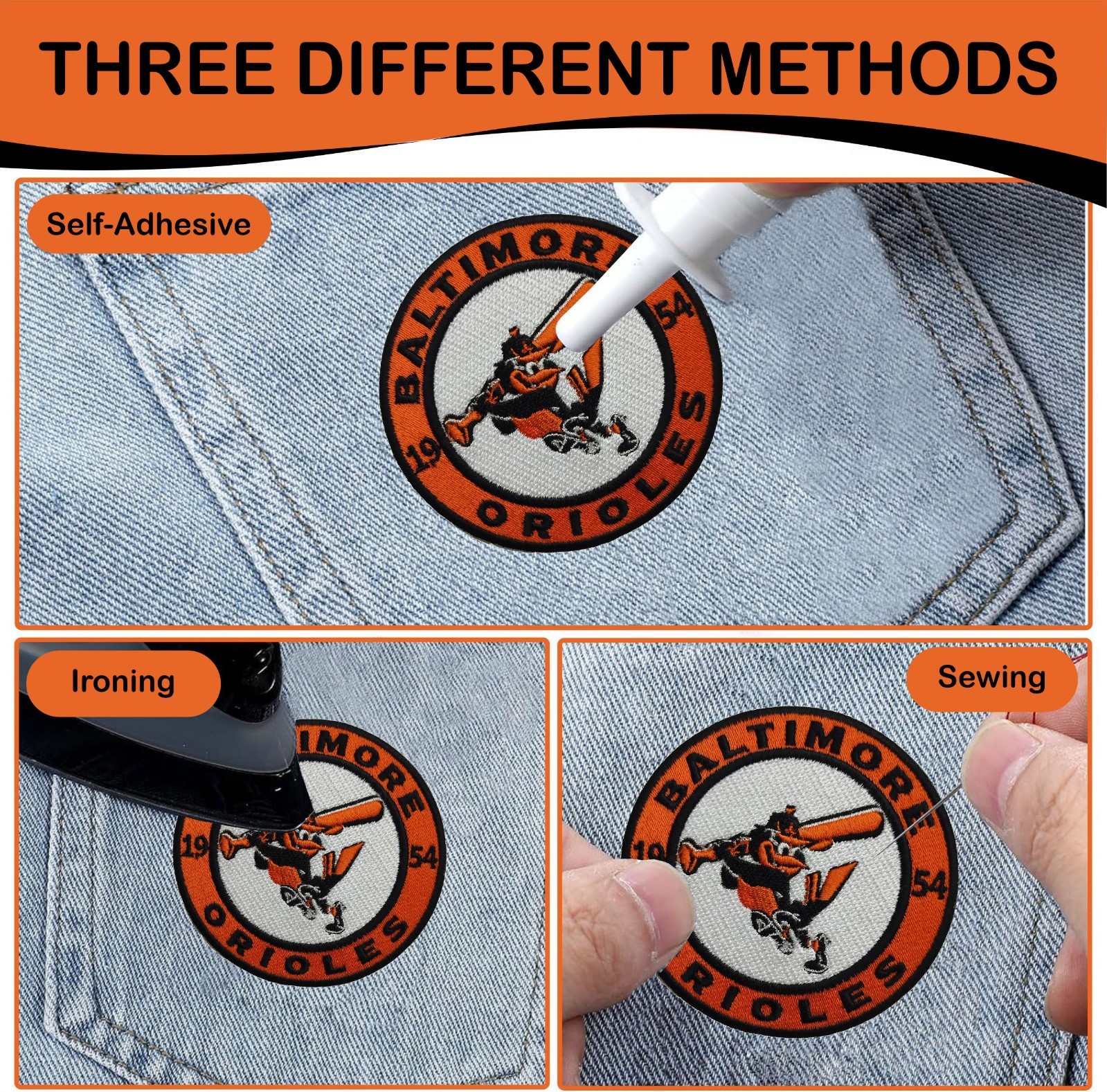 Baltimore Orioles Baseball Team Logo Iron On Patch-Sew Patch-Embroidered Patch