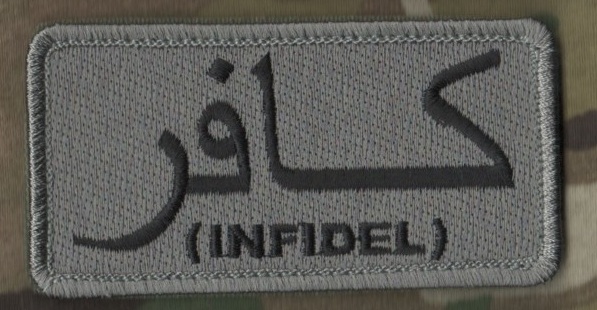 ALLIED COALITION FORCES OPERATOR SHOULDER burdock-hook 2-TAB: INFIDEL كافر
