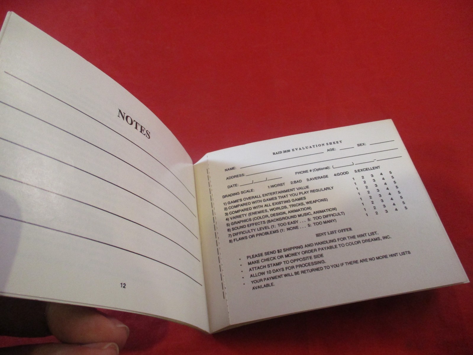 Raid 2020 Nintendo NES Instruction Manual Booklet ONLY