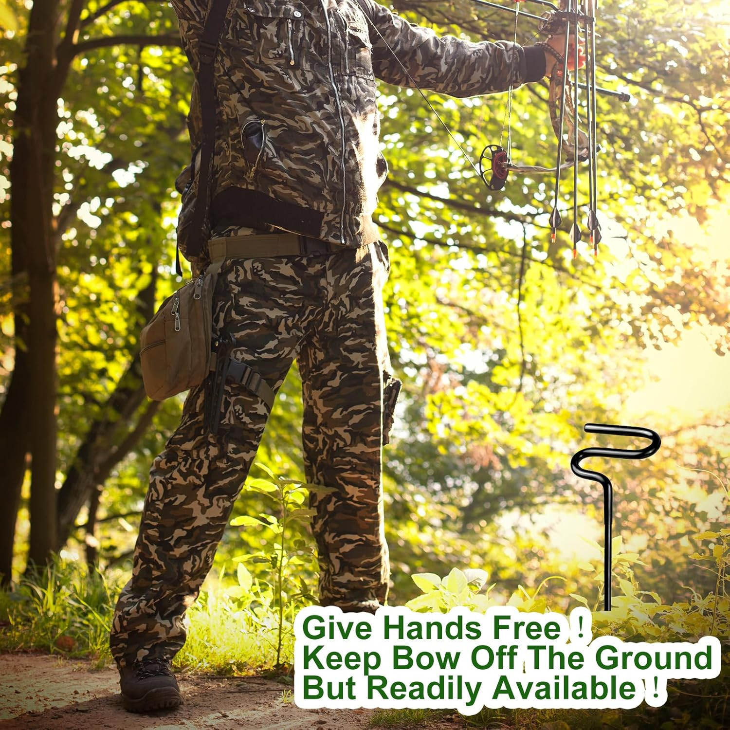 2 Pack Ground Blind Bow Holder with Rubber Coated, Rustproof Hunting Compound