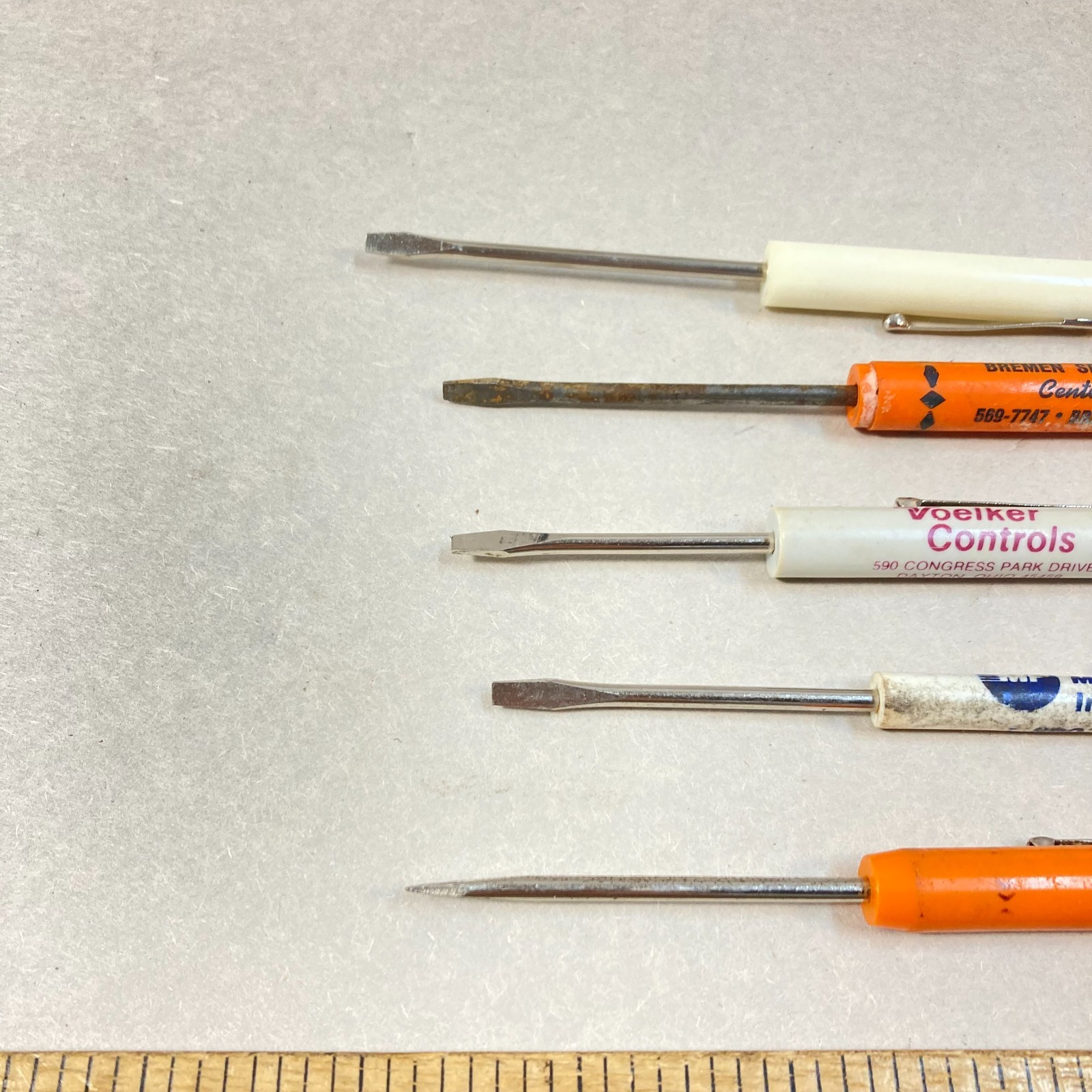 Vintage Advertising Screwdriver 5 Flat Slotted w/ 1 Mac Tools