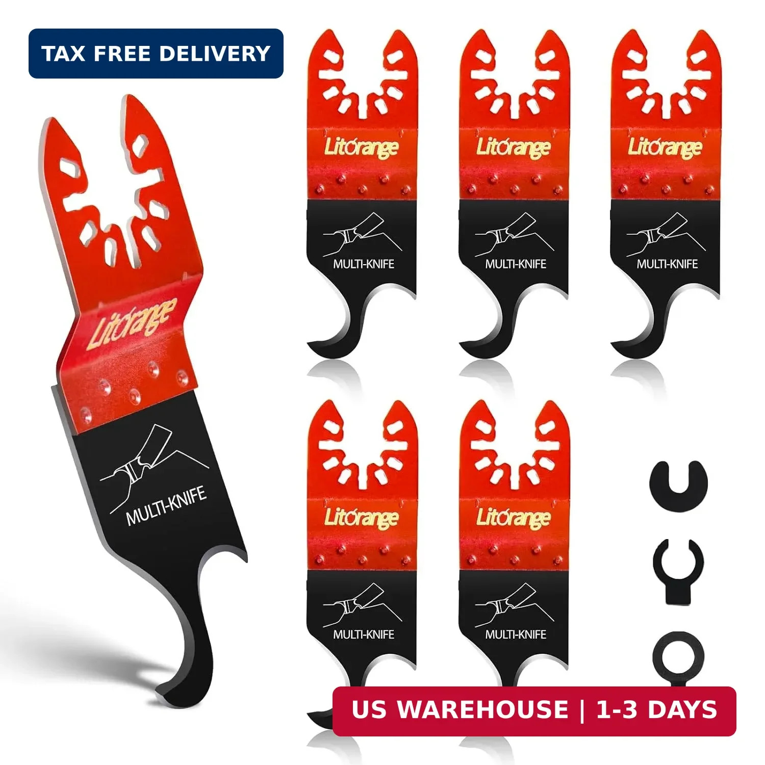 Litorange Extended Hook Blade for Oscillating Tool, 5 Pack Oscillating Multi-Too