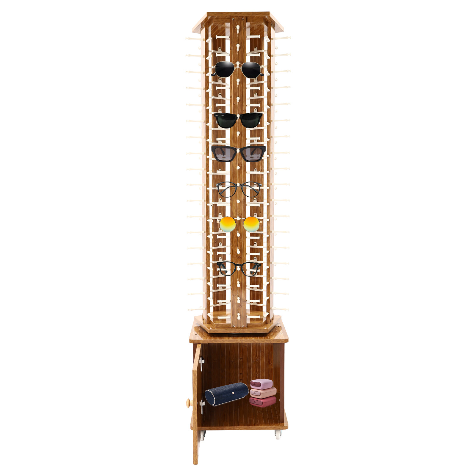 90 Pair Sunglasses Rack Display Stand Case Floor Sunglasses Display Rack 5-Sided