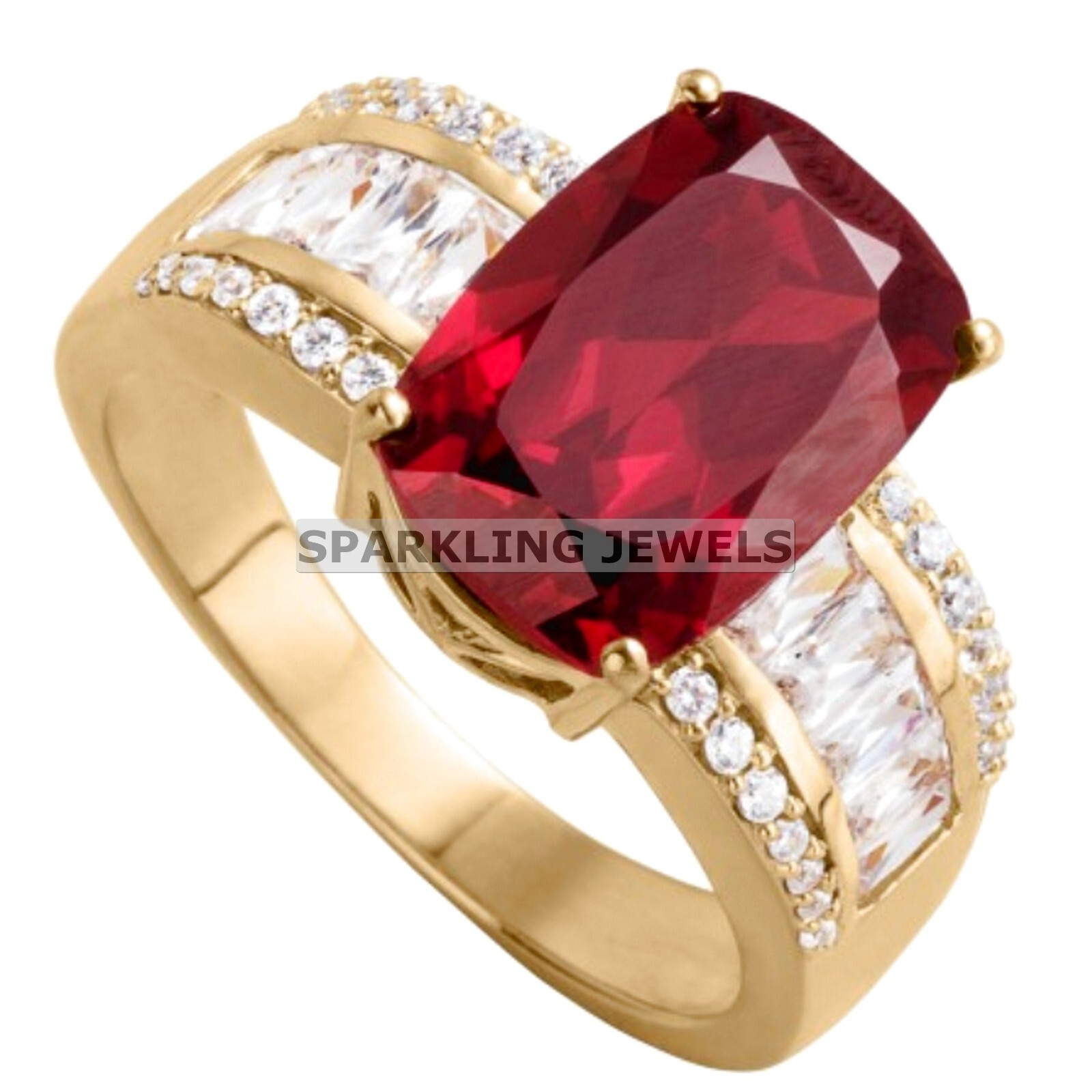 AAA+ Garnet Cushion Cut With 14K Solid  Gold  Ring For Men #C204