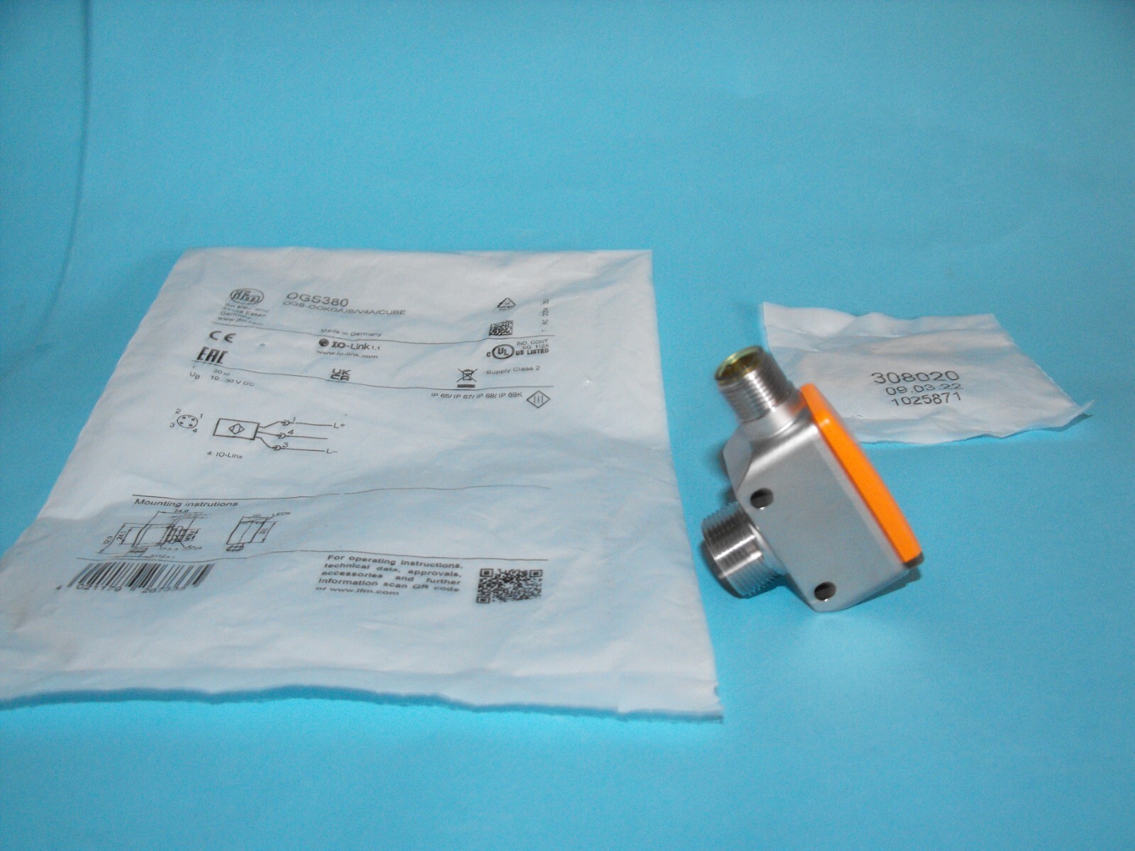 IFM Electronic OGS380.OGS-OOKG/US/V4A/CUBE.Through-beam Sensor Sender.NEW