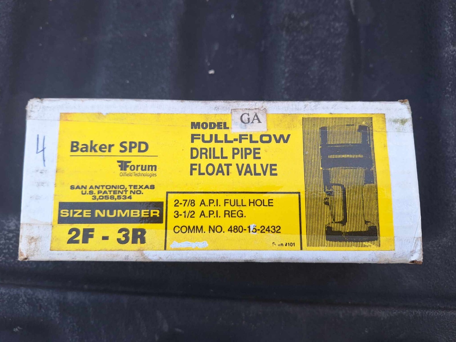 Baker Forum 2F-3R Model GA Full Flow Drill Pipe Float Valve 480162432 Flapper