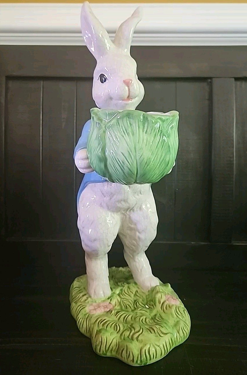 16" Easter Bunny Rabbit Ceramic Planter
