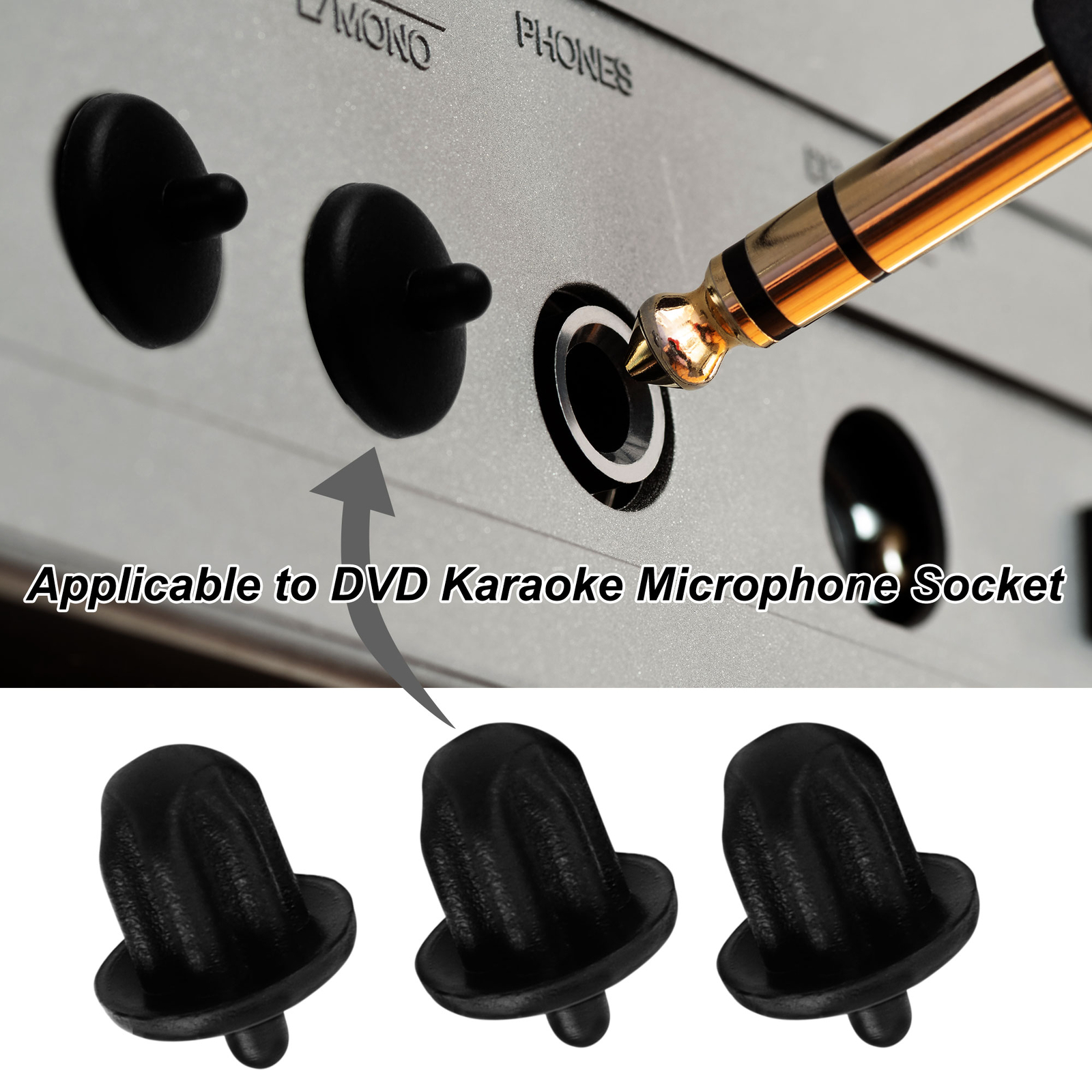 10PCS Black Rubber 6.35mm Audio Jack PC DVD Microphone Socket Dust Cover